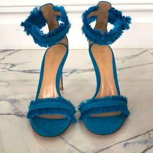 Gianvito Rossi Frayed Ankle Strap Heels Size 36.5